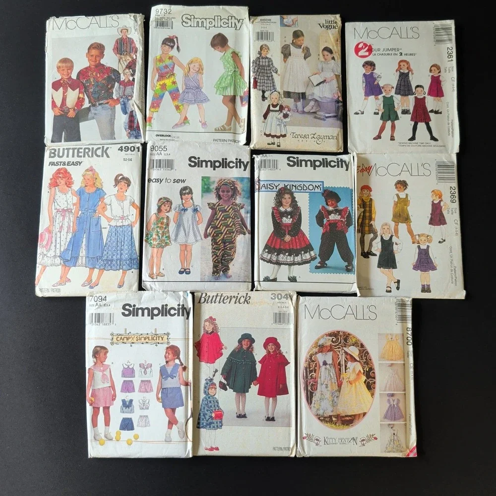 Lot of 11 Vintage Uncut Sewing Patterns Simplicity Butterick Vogue Childrens